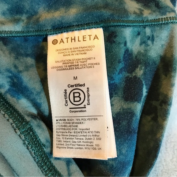 Athleta Salutation Stash 7/8 tight M turquoise blue tie-dye NWOT - Picture 10 of 15